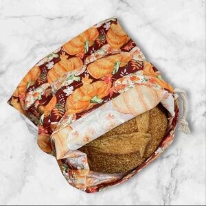 Fall Linen Cotton Bread Bag, Eco-Friendly and Reusable Storage Bread Bag